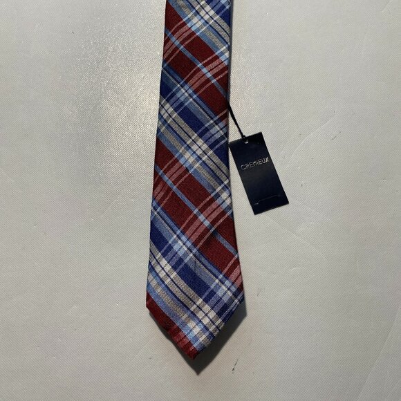 Daniel Cremieux Other - NEW Mens Italy Made Cremieux Neck Tie Silk Viscose Blue Navy Plaid MSRP $60 -A59